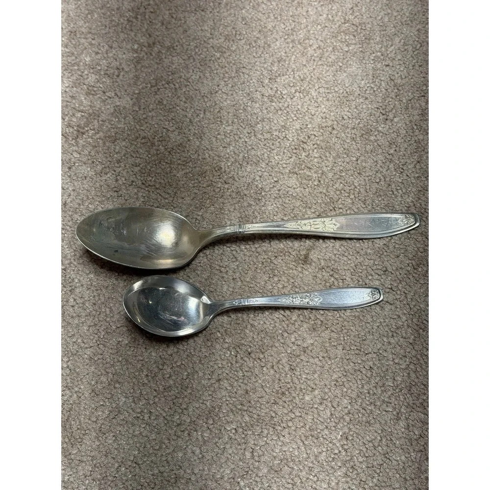 Flatware 1847 Rogers Bros Ambassador Pattern Silverplate 2 Spoons Vintage